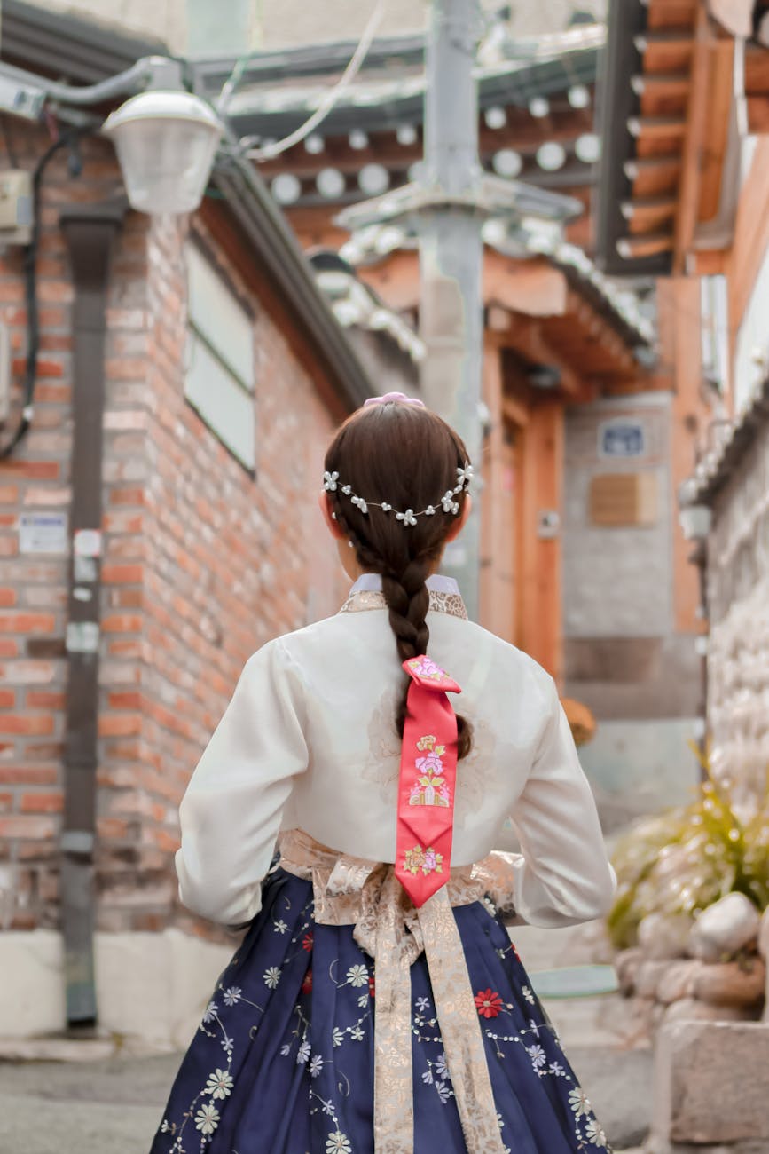 woman wearing traditional clothes in korea